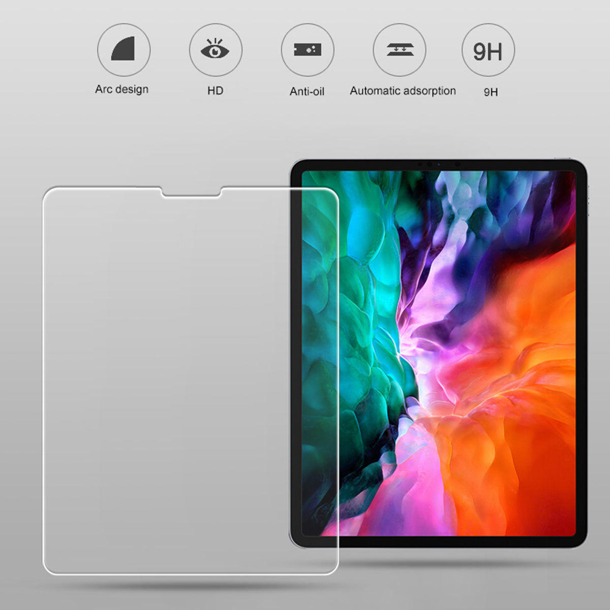 Ochranné tvrzené sklo MOCOLO 2.5D s tvrdostí 9H pro iPad Pro 12.9 (2022) (2021) (2020), čirá průhledná ultratenká ochranná fólie HD Ochranné tvrzené sklo MOCOLO 2.5D s tvrdostí 9H pro iPad Pro 12.9 (2022) (2021) (2020), čirá průhledná ultratenká ochranná fólie HD
